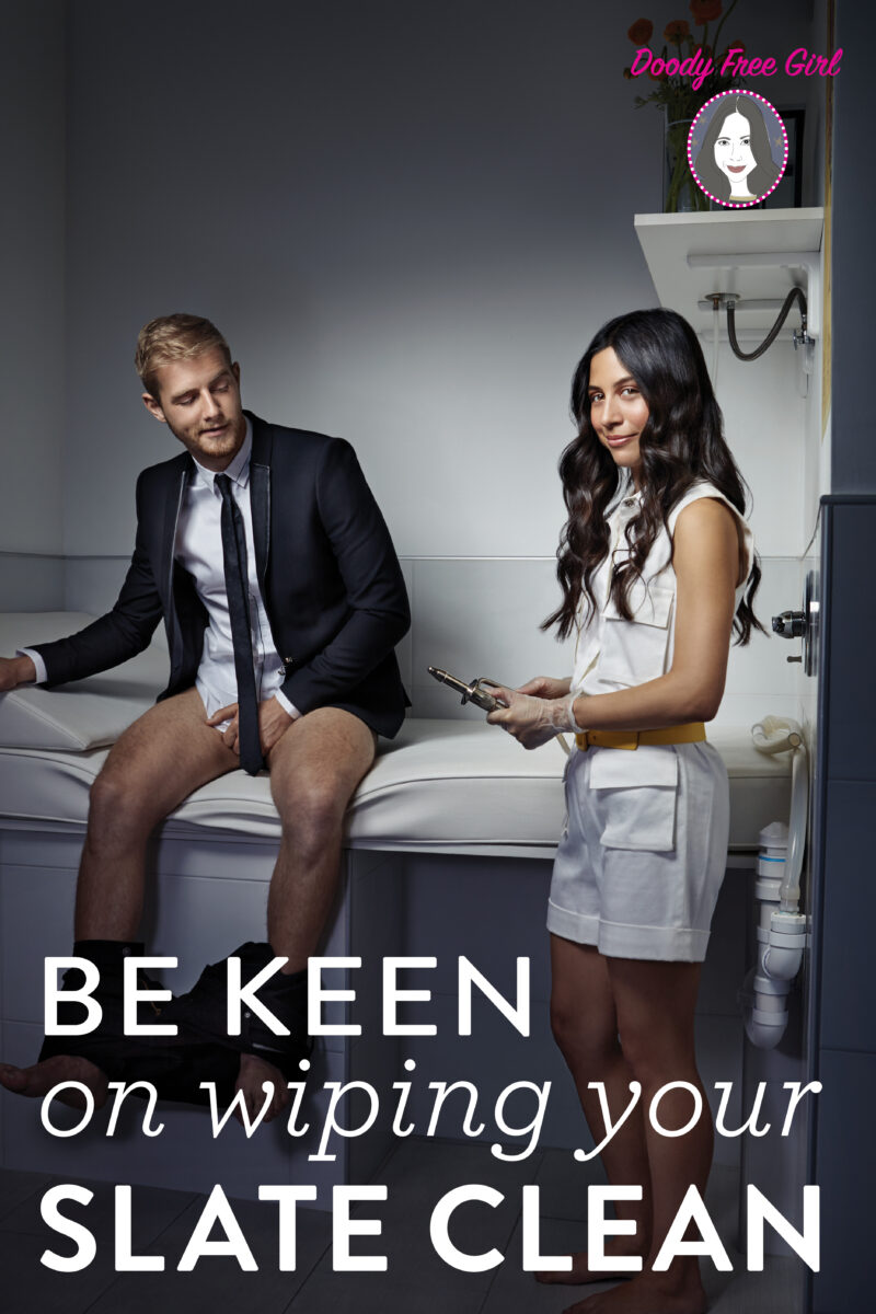 Man getting a gravity colonic